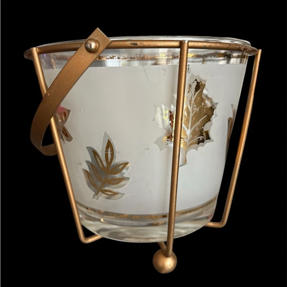 Mid-Century vintage Libbey ice bucket and holder